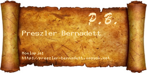 Preszler Bernadett névjegykártya